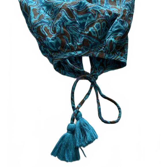 Cleobella-Blue Paisley Boho Henley Blouse, Small - Picture 5 of 9